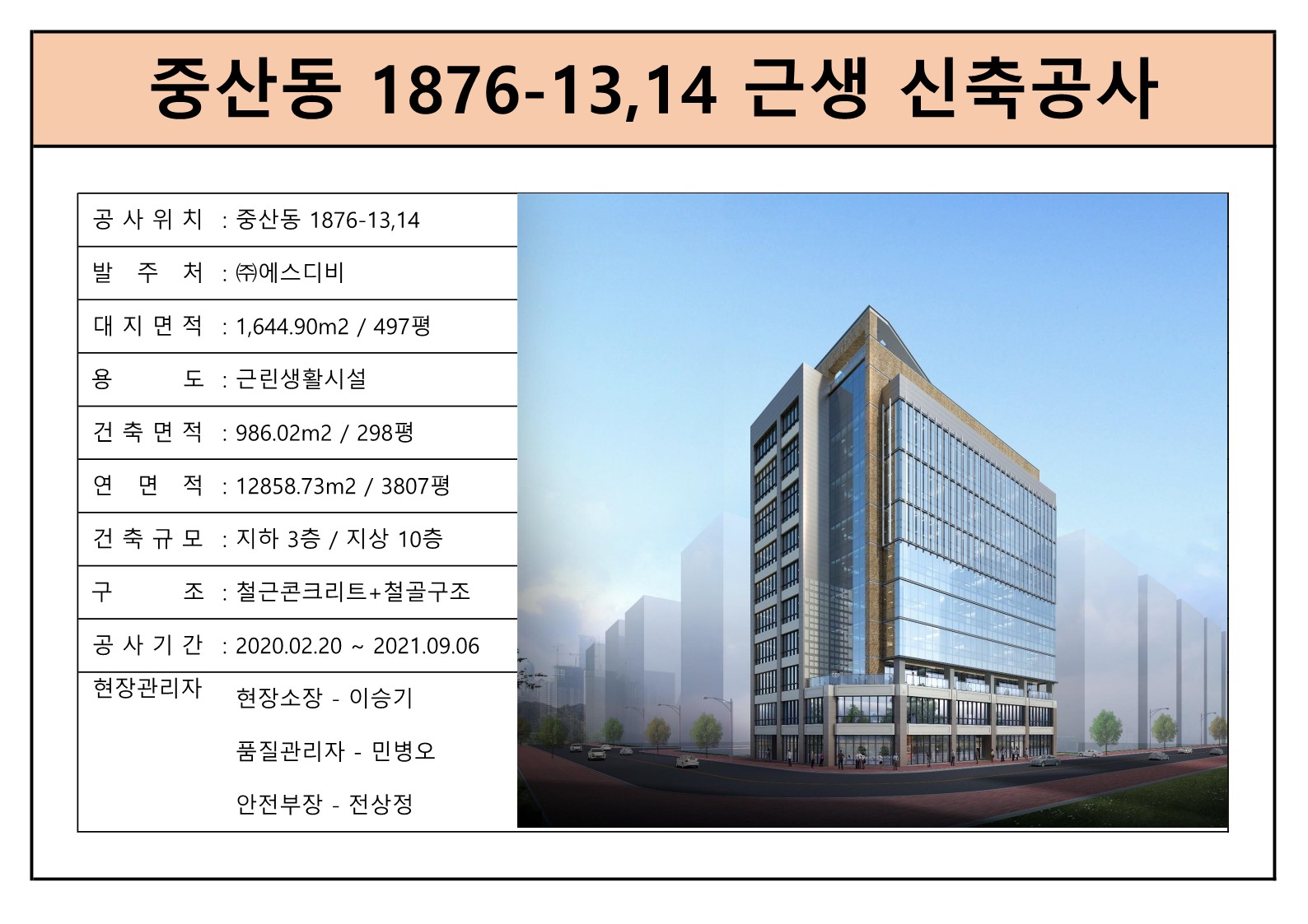 중산동 1876-13,14 근생 신축공사